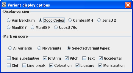 Variant display options panel